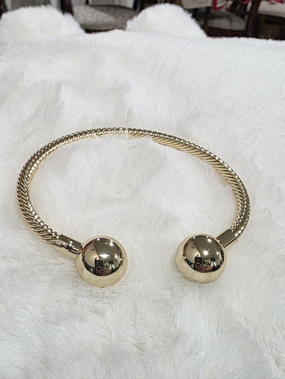 18k Gold Plated, Water Proof Non Tarnish Open Cuff Bracelet
